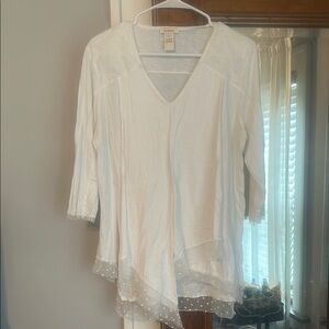 Sundance White Asymmetrical 3/4 Sleeve Blouse